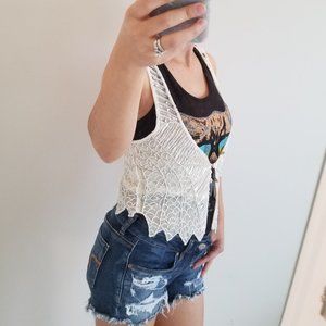 Wet Seal Sequin White Silver Beaded Vest Size XS